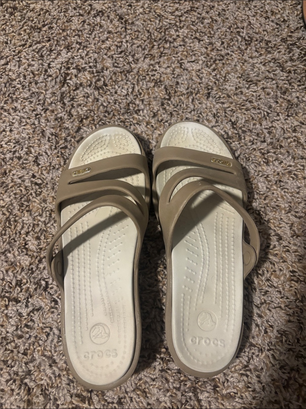 CROCS Women's Taupe Strappy Slip-On Sandals